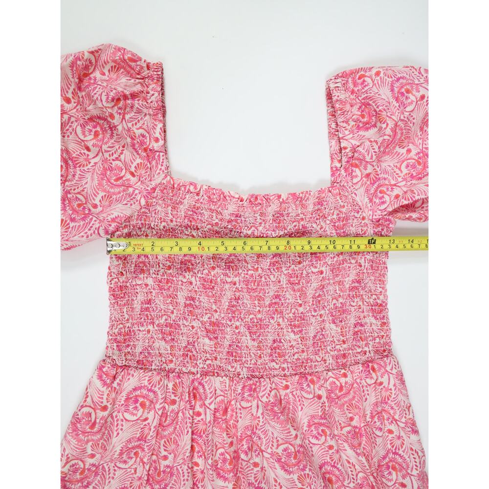 J.Crew New Pink Floral Smocked Mini Dress Puff Sleeve Cotton Coastal Romantic S - Picture 12 of 16